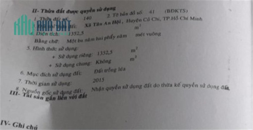 Cần bán gấp 2 lô 3369  m²   tại huyện Củ Chi, TP.HCM
