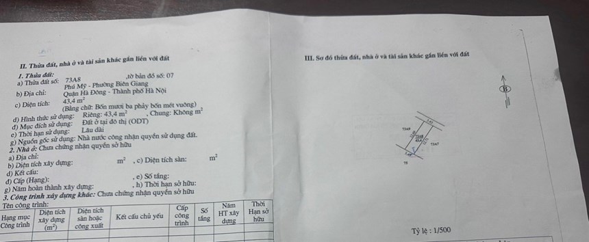 Chỉ chỉ 1tỷ 550tr sẵn nhà 2 tầng Hộ khẩu Hà Đông  Diện tích đất 44m
 Đất cách trục chính chỉ 150m