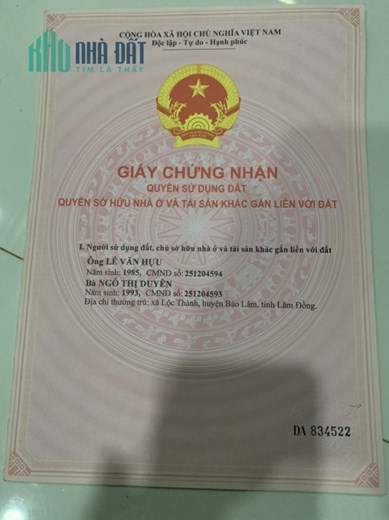 Cần Bán Đất Đẹp Tại Thôn 10B, Xã Lộc Thành, Huyện Bảo Lâm, Lâm Đồng
