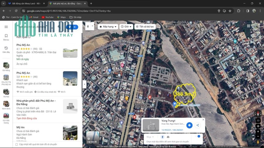 Bán đất KĐT Phú Mỹ An, Phường Hòa Hải, quận Ngũ Hành Sơn, Đà Nẵng, 369m2, gần biển, Mtg