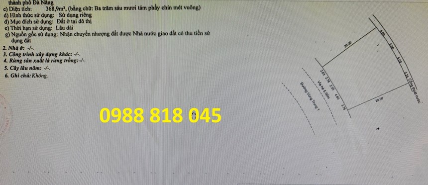 Bán đất KĐT Phú Mỹ An, Phường Hòa Hải, quận Ngũ Hành Sơn, Đà Nẵng, 369m2, gần biển, Mtg