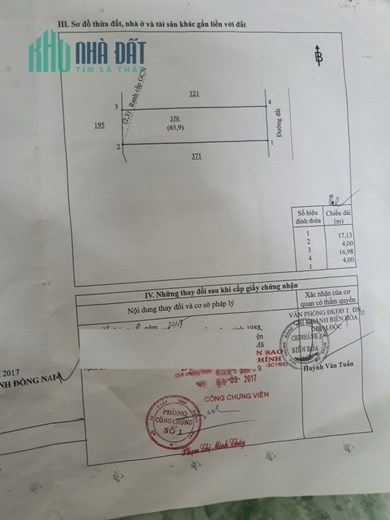 Bán đất HXH 6m Bùi Hữu Nghĩa, Tân Vạn, BH: 4 x 17, giá 1,72 tỷ.