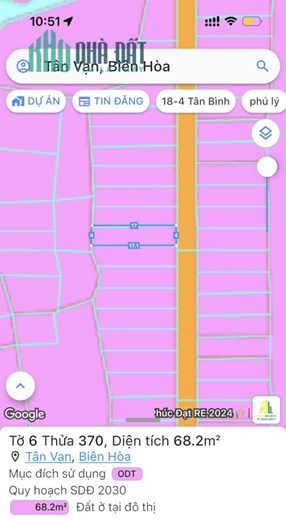 Bán đất HXH 6m Bùi Hữu Nghĩa, Tân Vạn, BH: 4 x 17, giá 1,72 tỷ.