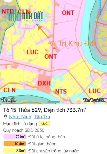 Bán gấp lô lúa Nhựt Ninh Tân Trụ chuyển thổ hai mặt tiền giá 1,05 Tỷ