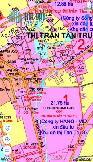 Bán đất trung tâm thị trấn Tân Trụ giá 700 triệu.m