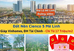Bán đất liền kề 16 Khu A mặt đường 15.5m Cienco5 Huyện Mê Linh sổ đỏ