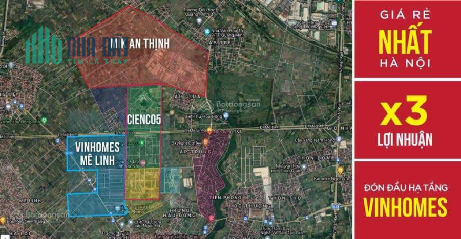 Bán đất liền kề 16 Khu A mặt đường 15.5m Cienco5 Huyện Mê Linh sổ đỏ