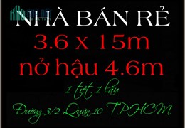 Giảm mạnh nhà phố rẻ 1 trệt 1 lầu góc 2 mặt tiền 3/2 Quận 10 TP.HCM