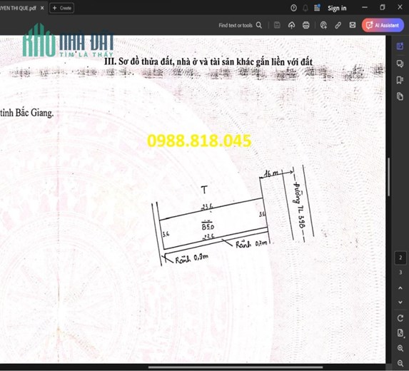 Bán nhà thị trấn Cao Thượng, huyện Tân Uyên, Bắc Giang, Mặt đường QL 17, 86m2, MT 3.6m