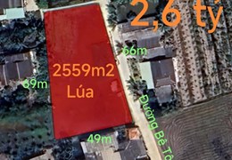 Bán lô đất lúa 4 mặt tiền chuyển thổ phân lô giá 2,6 tỷ