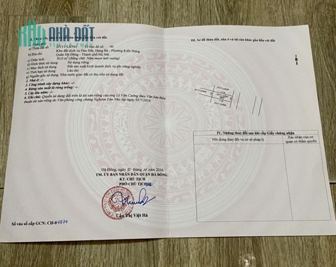 Bán đất vị trí đẹp nhất mặt phố Hoàng Công - Kiến Hưng