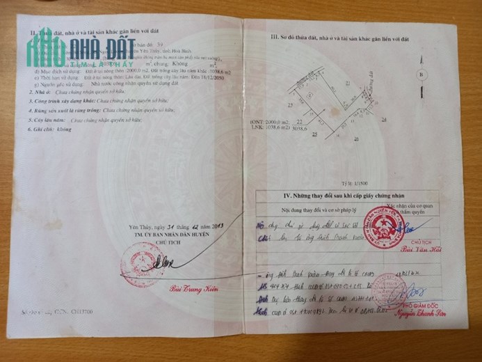 em cần bán gấp lô thổ cư dưới hòa bình diện tích 3.038,6m2 (nhà 2 tầng xây rồi)
