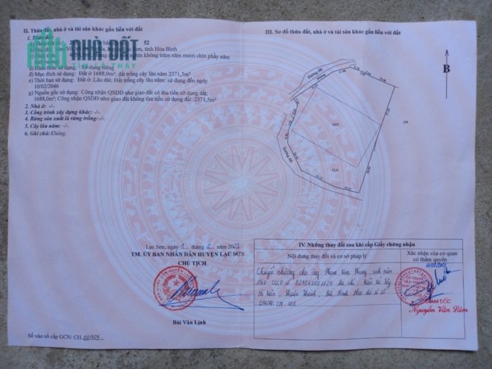 em cần bán gấp lô đất thổ cư hòa bình diện tích 4059,5m2 giá 3 tỷ