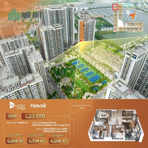 EM CÓ CĂN ĐỘC QUYỀN 3PN 5 tỷ  705 triêu (Tòa H3) đa tốn gia lâm hà nội DIỆN TÍCH 73m2 LH 083 285 116