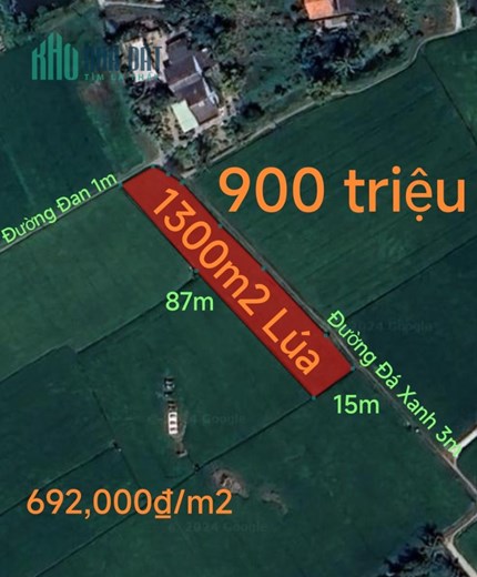 Bán gấp lô đất lúa hai mặt tiền xã Đức Tân giá 900 triệu