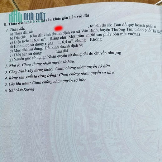 Bán nhà và đất tại Cầu Dừa, Thường Tín, cơ hội tăng giá mạnh