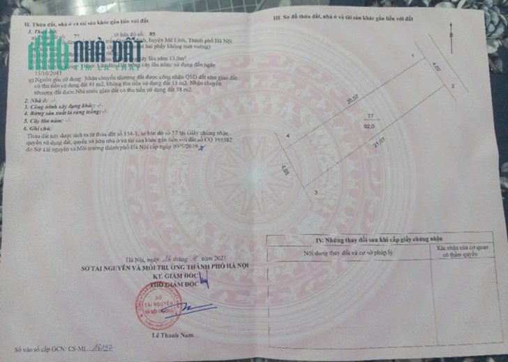 Bán đất Quang Minh, Mê Linh, HN. Ba bước chân KCN Quang Minh. DT 92m, giá 2,95 tỷ.