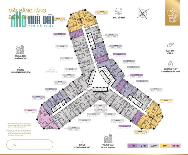 Siêu VVIP căn hộ 3,5PN - Quỹ ngoại giao 1 căn/sàn Golden Crown Hải Phòng - 131,1m2, giá tốt Hot!