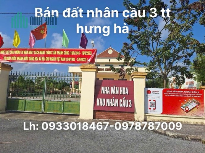 Bán đất nhân cầu 3 duyên phúc, thị trấn hưng hà, thái bình 0933 018 467-0978 787 009