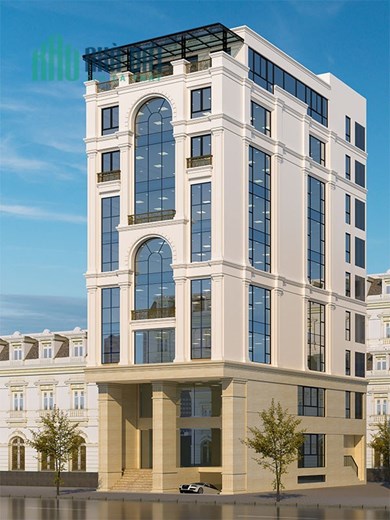 Cho Thuê Tòa Văn Phòng 9 Tầng MP Hàng Chuối. DT 230m2.MT 11m.Vị Trí Lô Góc. Giá 500tr/th