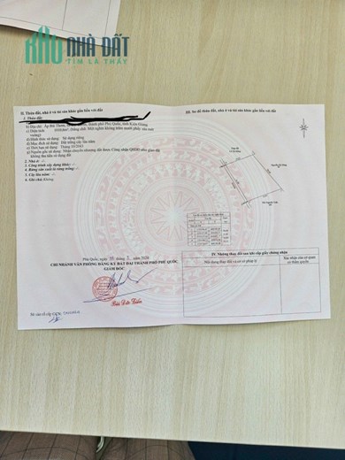 bán lô đất 4tr/m2 bãi thơm phú quốc DT 1000m2 mặt đường DT 973 083 2865 116