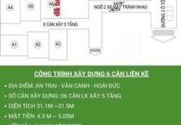 Dự Án 5 Căn hộ liền kề, Vân Canh, Hoài Đức, HN, 5,5 tỷ/căn, đang hoàn thiện