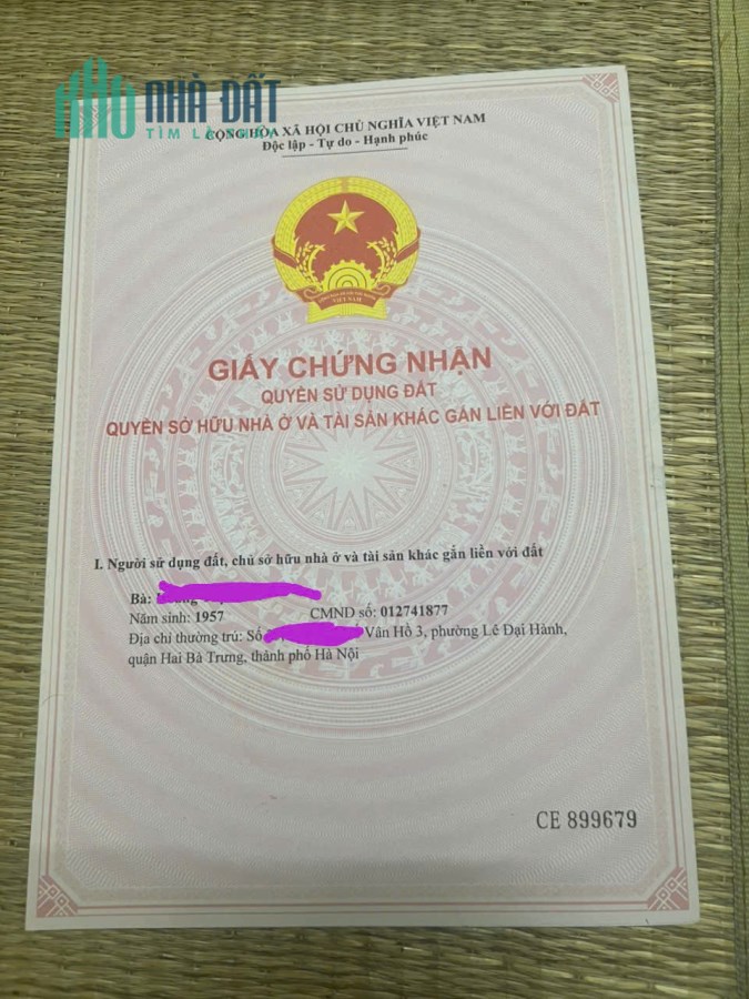 Bán nhà cấp 4 mặt ngõ Vân hồ 3, DT: 52m2 , MT: 5.2m
