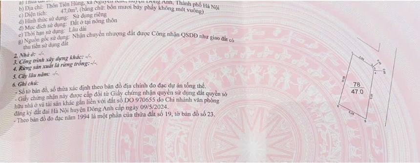 CẦN CHUYỂN NHƯỢNG ĐẤT THỔ CƯ Tại TIÊN HÙNG. NGUYÊN KHÊ. ĐÔNG ANH. HN