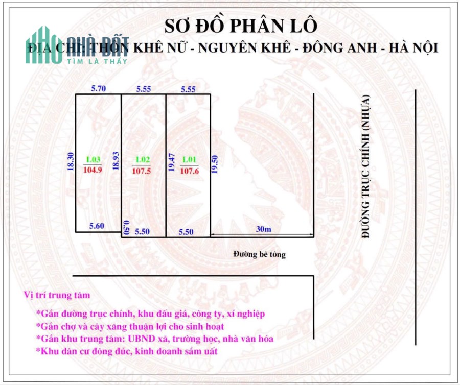 ĐẤT THỔ CƯ tại KHÊ NỮ. NGUYÊN KHÊ. ĐÔNG ANH. HN