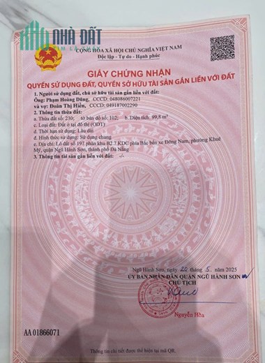 392m2/ 34 tỷ.đất 2 MT Thuỷ  Sơn 2 và Thủy Sơn 3,khu Bãi Tắm Sơn Thủy