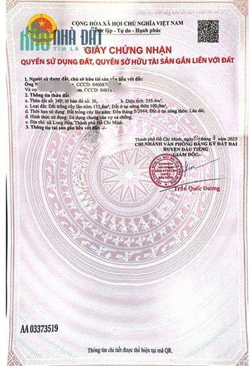 ĐẤT ĐẸP GIÁ TỐT – ĐT750 DẦU TIẾNG BÌNH DƯƠNG