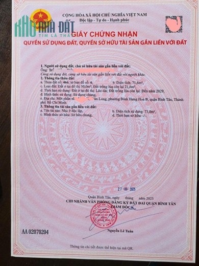 BÁN NHÀ HẺM OTO  HỒ VĂN LONG BÌNH TÂN: SỔ HỒNG , GẦN CHỢ, TIỆN ÍCH ĐẦY ĐỦ, GIÁ NHỈNH 4 TỶ