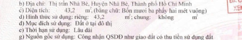 Bán Đất Thổ Cư Hẻm Huỳnh Tấn Phát, Nhà Bè: 45m2, Sổ Hồng, Giá Chỉ 2.7 Tỷ!