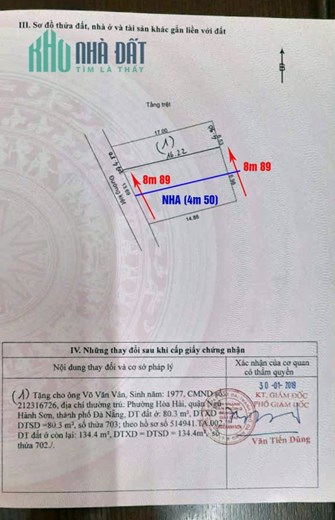 5.8 tỷ/căn nhà 2 tầng Kiệt ô tô số 93 Nguyễn Duy Trinh .Hướng : Tây