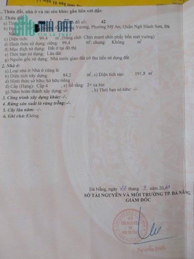 25 tỷ/190m2.Tặng nhà 2,5 tấm,đường An Dương Vương (H:Tây), kề Sông Hàn, P. M. An, N,H.Sơn, Đ.Nẵng