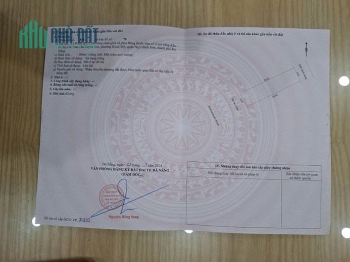 100m2/ 9,5  tỷ, Đất đường  ĐOÀN KHUÊ, NHSơn, Đ Nẵng,sát  600 GIƯỜNG