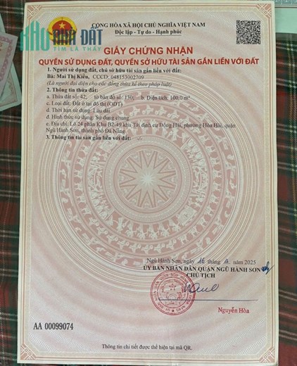 9,2 tỷ/100m2,Đất Nguyễn Thần Hiến.rộng 10,5m,H:Bắc, khu Đông Hải ,Bãi tắm Tân Trà