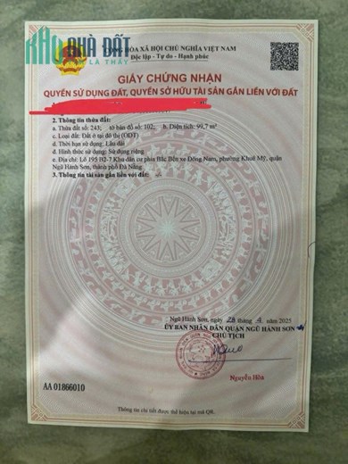 2 lô liền,200m2/26,8 tỷ, Đất đường  Minh Mạng, Khuê Mỹ, NHSơn, Đ Nẵng, Sát Biển.