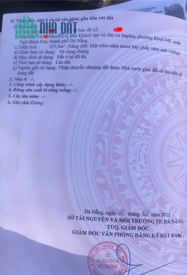 21 tỷ,157,5m2.Đất đường Nguyễn Khắc Viện rông 15m,Sát đường Minh Mạng, nhìn biển Sơn Thủy