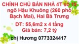 ⭐️CHÍNH CHỦ BÁN NHÀ 4T số 19 ngõ Hậu Khuông (260 phố Bạch Mai), Hai Bà Trưng, 7,2tỷ; 0773324417