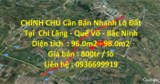 CHÍNH CHỦ Cần Bán Nhanh Lô Đất Tại  Chi Lăng - Quế Võ - Bắc Ninh