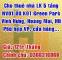 Chính chủ cho thuê nhà 5 tầng KĐT Green Park - Vĩnh Hưng, Hoàng Mai, Hà Nội
