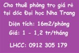 Cho thuê phòng trọ giá rẻ tại dốc Đại học Nha Trang; từ 1tr/th; 0912305179