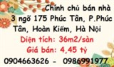 Chính chủ bán nhà 3 ngõ 175 Phúc Tân, P.Phúc Tân, Hoàn Kiếm, 4,45 tỷ; 0904663626