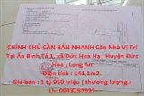 CHÍNH CHỦ CẦN BÁN NHANH Căn Nhà Vị Trí Tại Tỉnh Long An