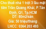 ✔️Cho thuê nhà 1 trệt 3 lầu mặt tiền Trần Quang Khải, P.Tân Định, Q1, Tp.HCM; 50tr/th; 0364203493
