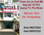 ⭐Chính chủ cho thuê MB tầng trệt 153 Phổ Quang, P.9, Phú Nhuận; 18tr/th; 0902739222