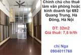 Chính chủ cho thuê làm văn phòng hoặc kinh doanh tại 692 Quang Trung, Hà Đông; 7,5tr/th; 0904011768