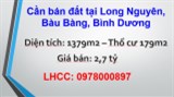 ⭐Cần bán đất tại Long Nguyên, Bàu Bàng, Bình Dương; 2,7tỷ; 0978000897