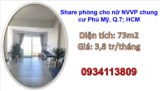 ⭐Share phòng cho nữ NVVP  chung cư Phú Mỹ, Q.7; HCM; 0934113809